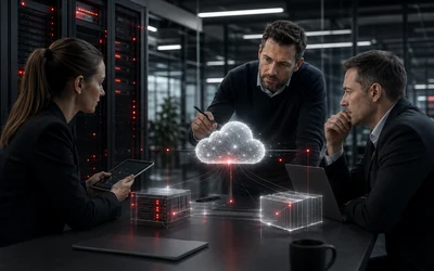 Poslovna ilustracija teme „Cloud ili lokalna infrastruktura: kako izabrati pravi model za kompaniju”.