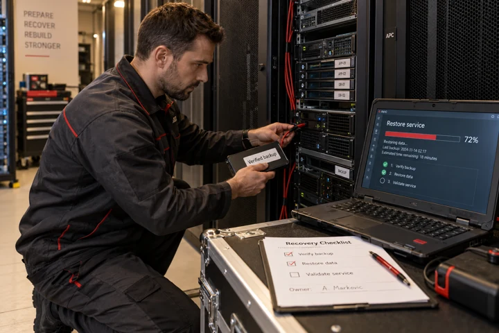 Disaster recovery plan kao redosled koraka za oporavak sistema, podataka i poslovnih procesa.
